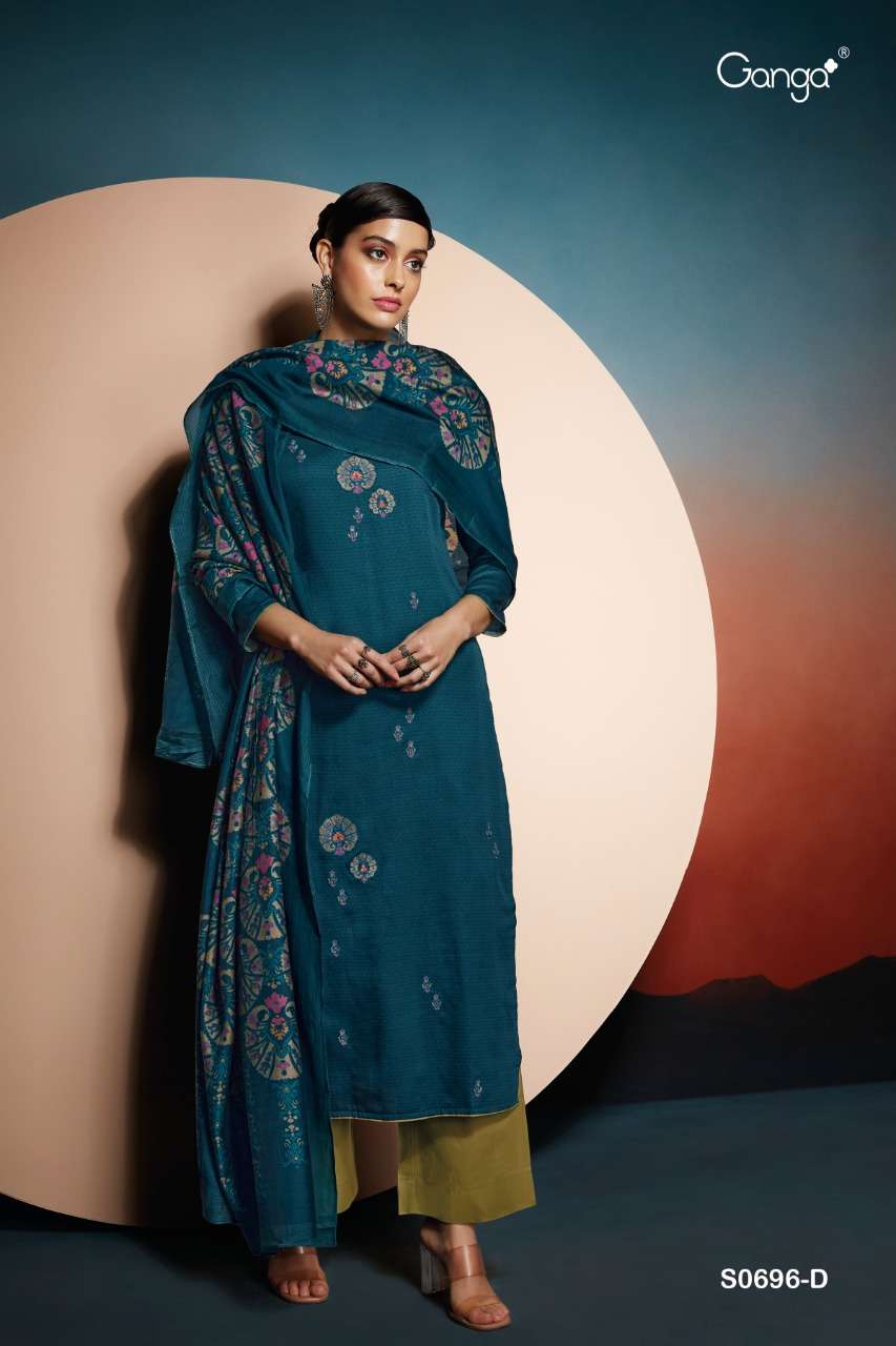 Ganga Inna Catalog Heavy Cotton Designer Dress Materials
