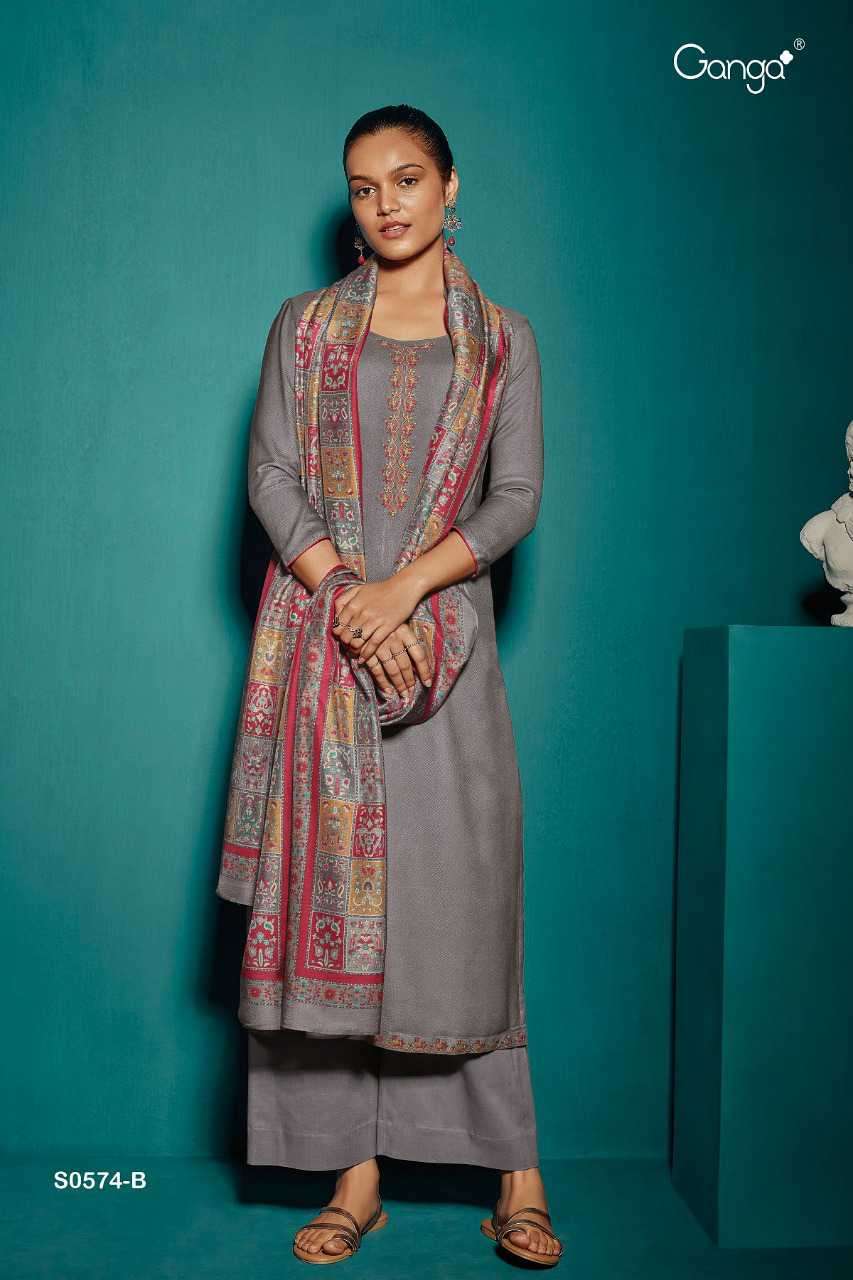 Ganga  Jorahs0574 catalog Cotton Satin Printed With Embroidery  Dress Material