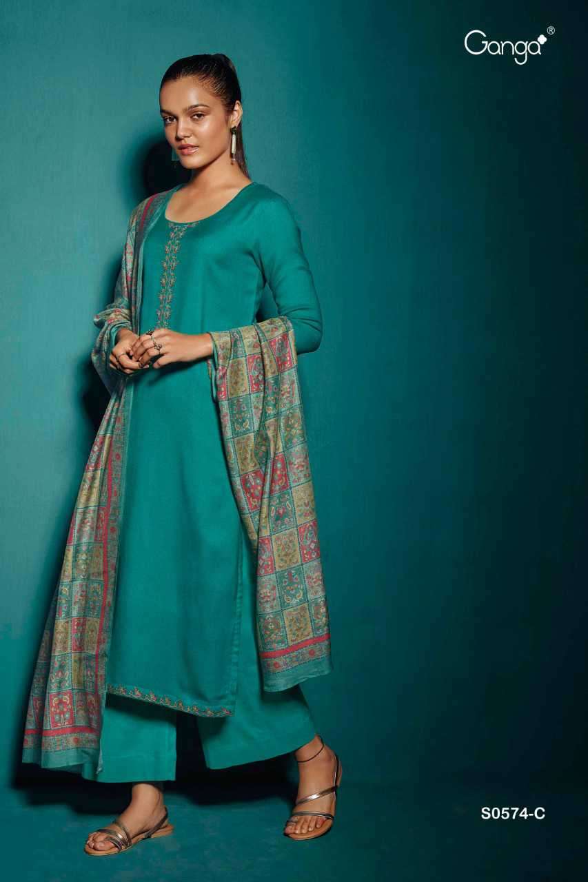Ganga  Jorahs0574 catalog Cotton Satin Printed With Embroidery  Dress Material