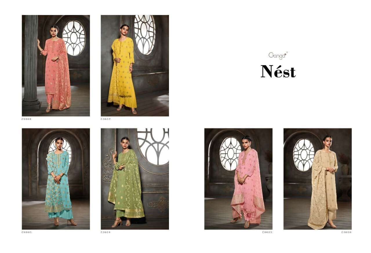 Ganga Nest New Catalog Georgette Designer Dress Materials