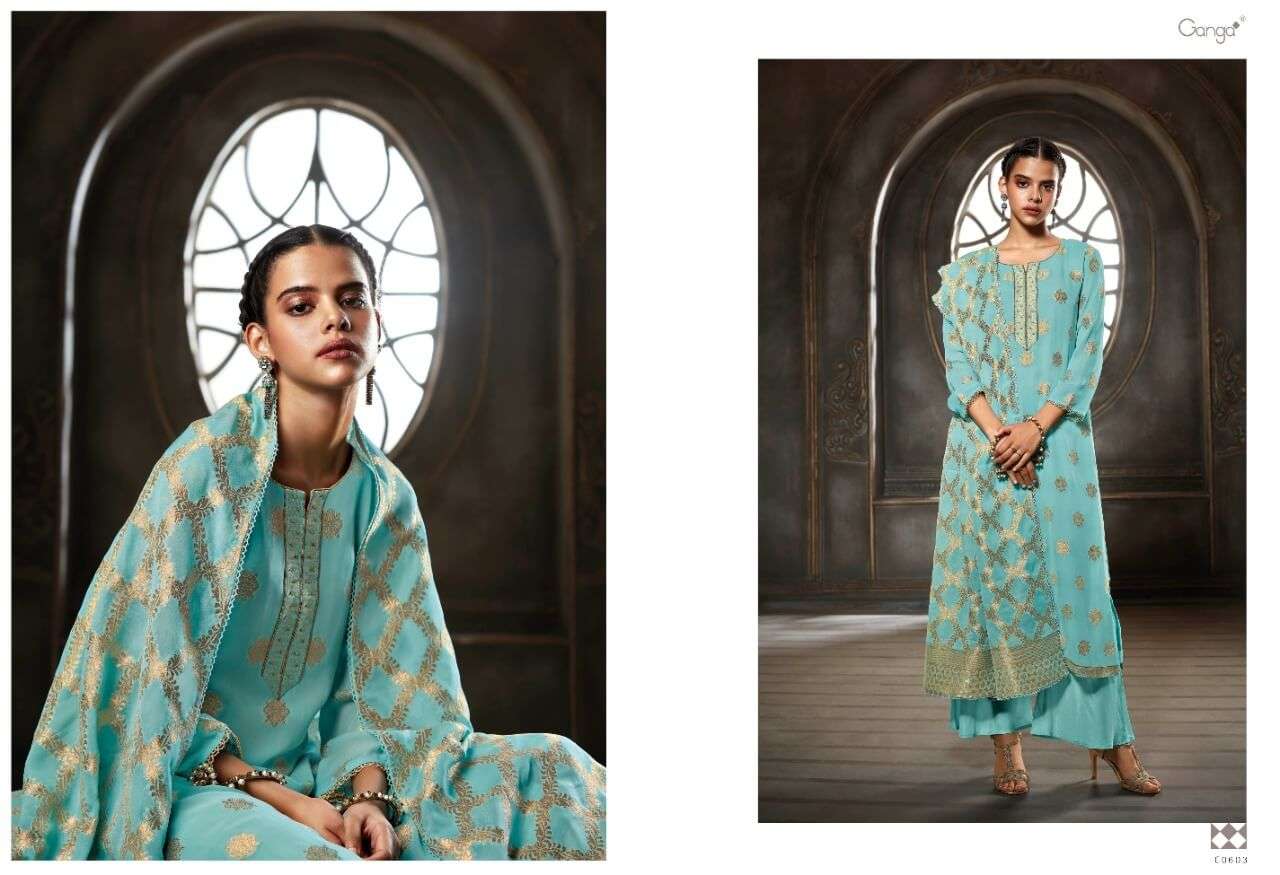 Ganga Nest New Catalog Georgette Designer Dress Materials