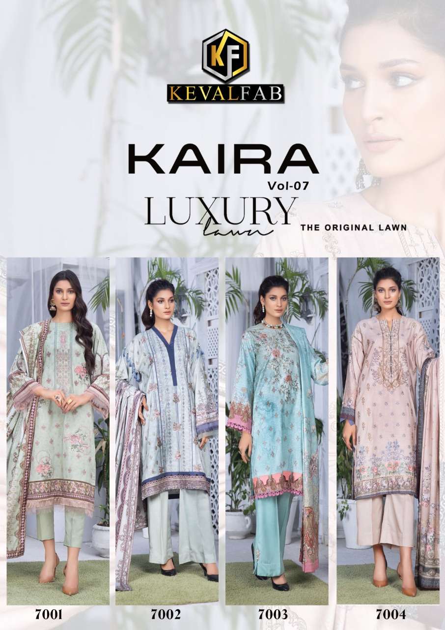 Keval Kaira Vol 7 Heavy Lawn Dress Meterial  Catalog