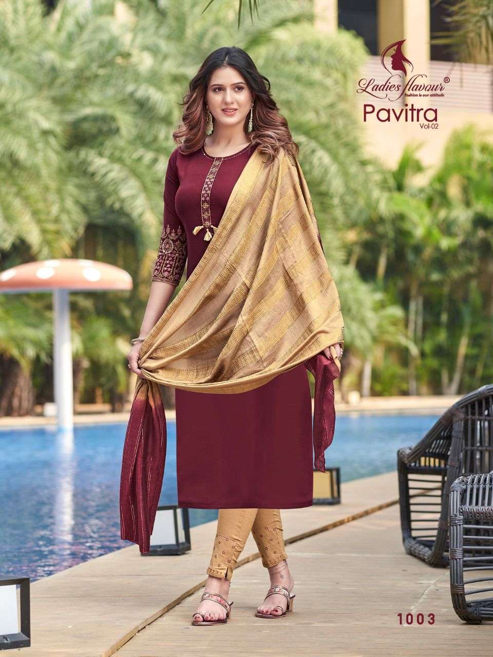 Ladies Flavour Pavitra Vol 2 catalog  Heavy Rayon Readymade  Top Bottom with Dupatta 