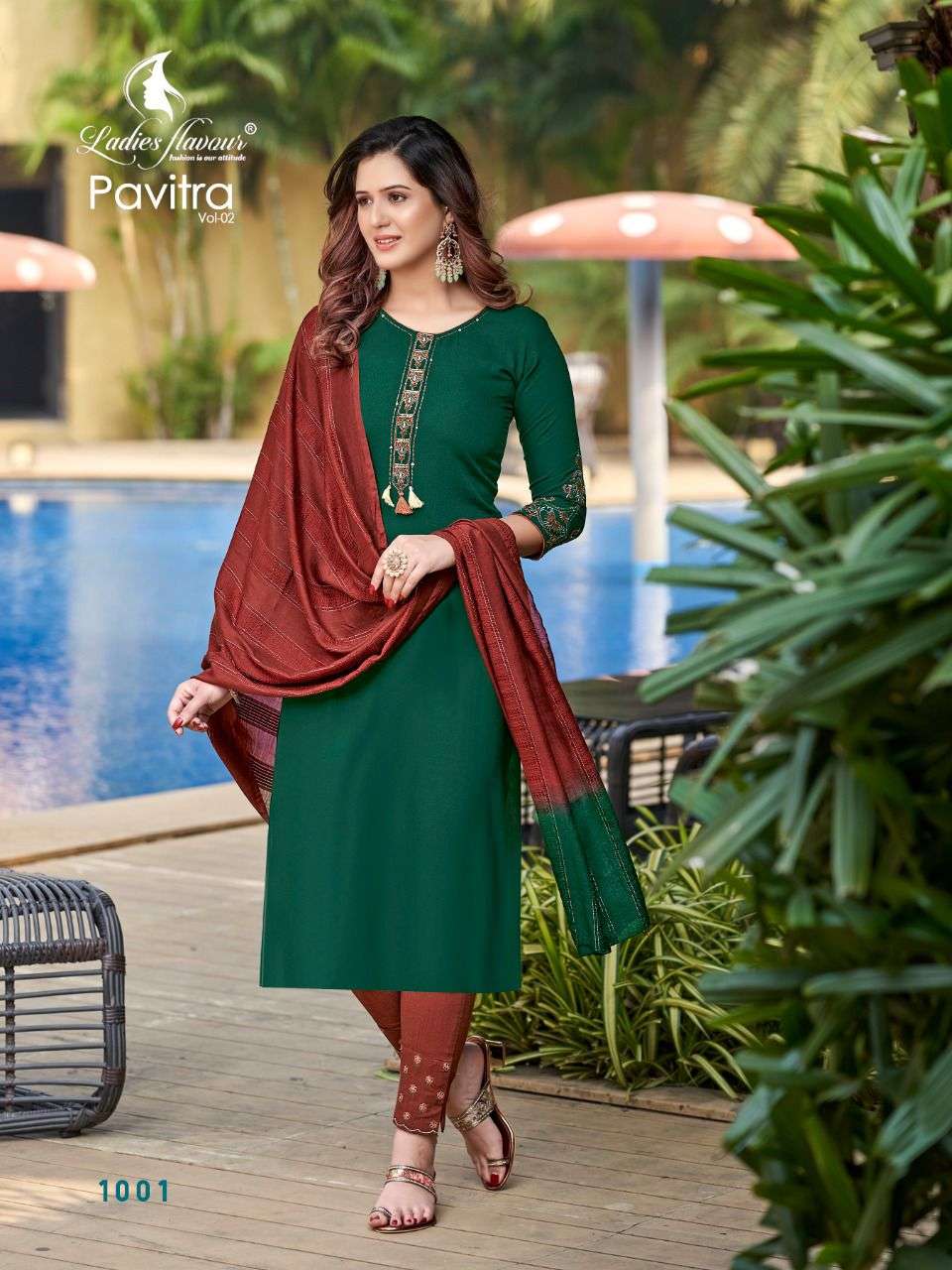 Ladies Flavour Pavitra Vol 2 catalog  Heavy Rayon Readymade  Top Bottom with Dupatta 