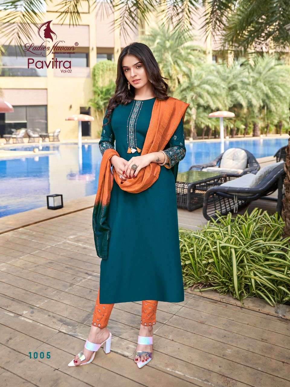 Ladies Flavour Pavitra Vol 2 catalog  Heavy Rayon Readymade  Top Bottom with Dupatta 
