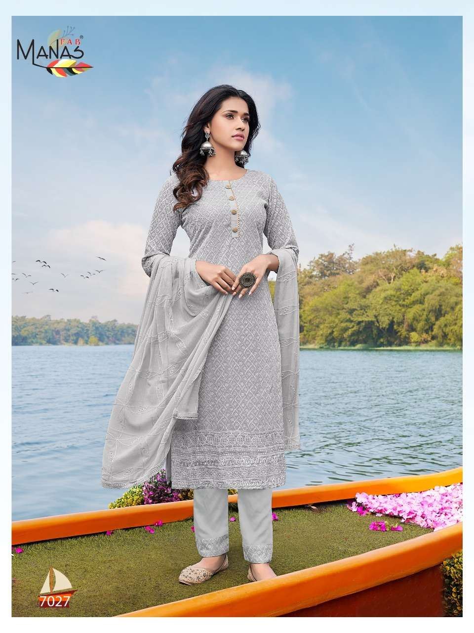 Manas Schiffli Vol 5 Catalog Georgette Readymade Top Bottom With Dupatta