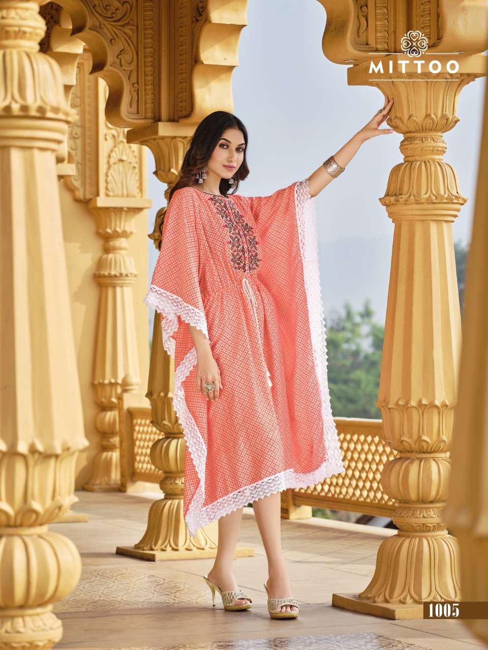 Mittoo Arohi catalog Rayon Print Kaftan Style Kurti 