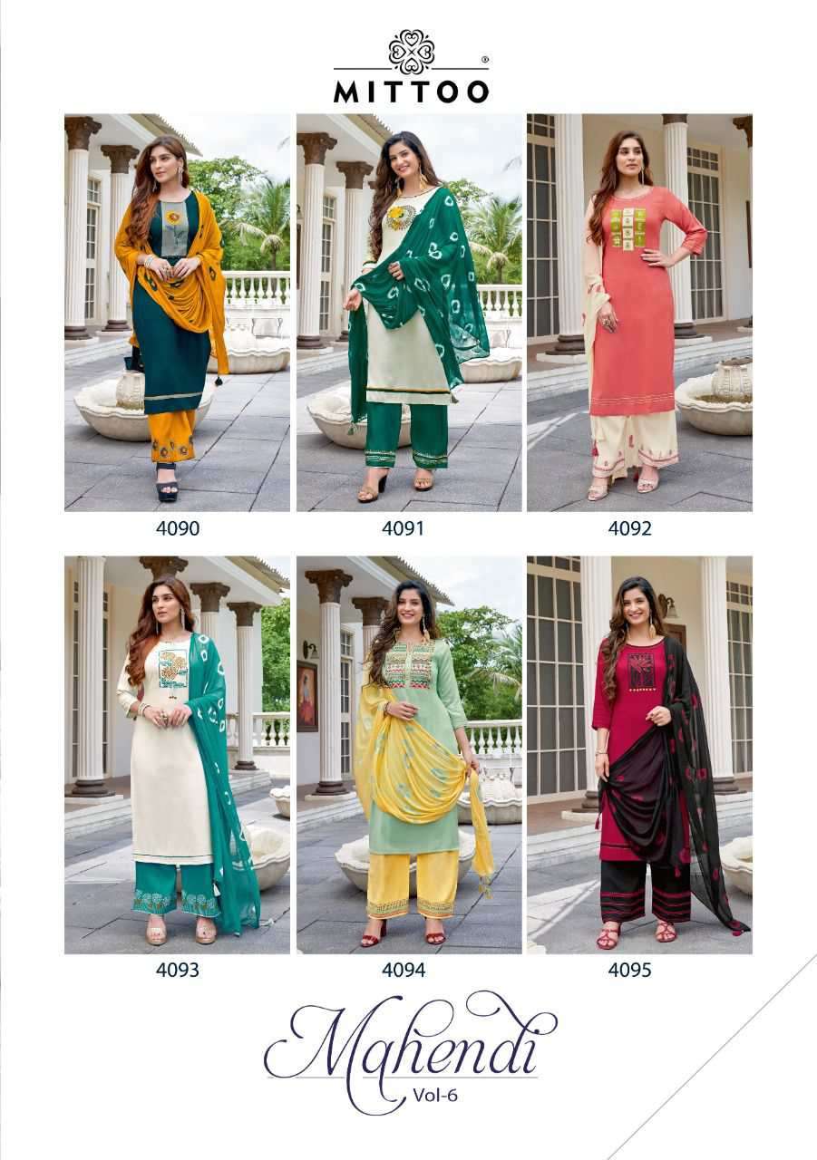 Mittoo Mahendi vol 6 catalog Festive Wear Readymade  Top Bottom with duptta  catalog 