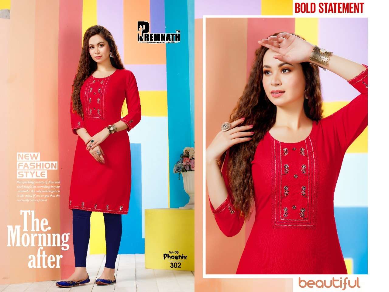 Premnath Phoenix Vol 3 Catalog Casual Wear Embroidery Kurtis