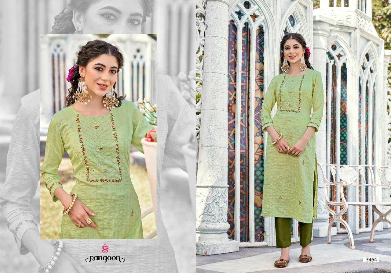 Rangoon Alfaz Catalog Designer Wear Chinon work Kurtis 