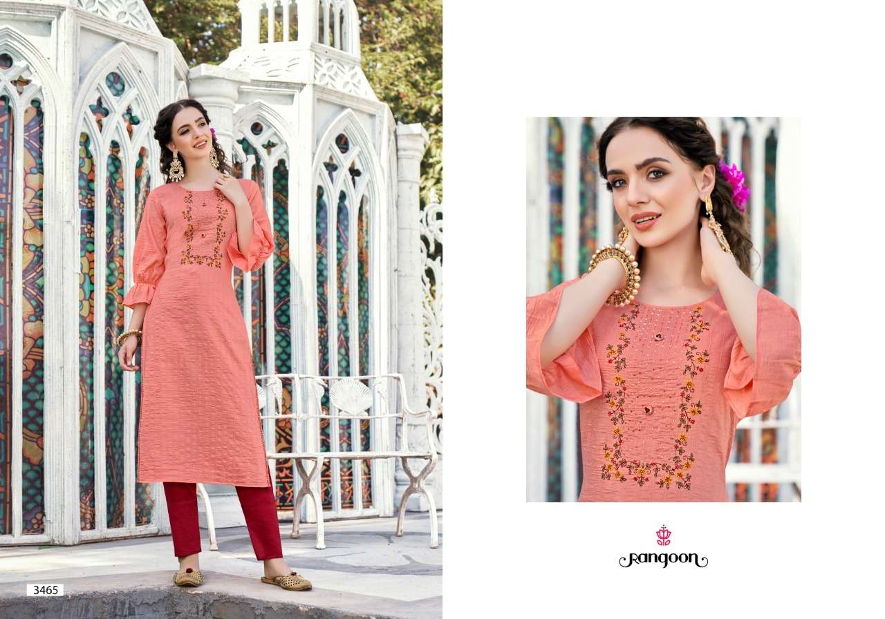 Rangoon Alfaz Catalog Designer Wear Chinon work Kurtis 