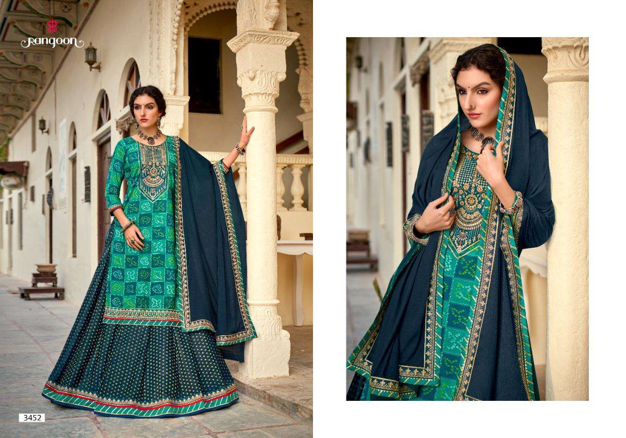 Rangoon Badhan catalog  Heavy Rayon Bandhej Ready Made   Top Bottom with Duptta catalog 