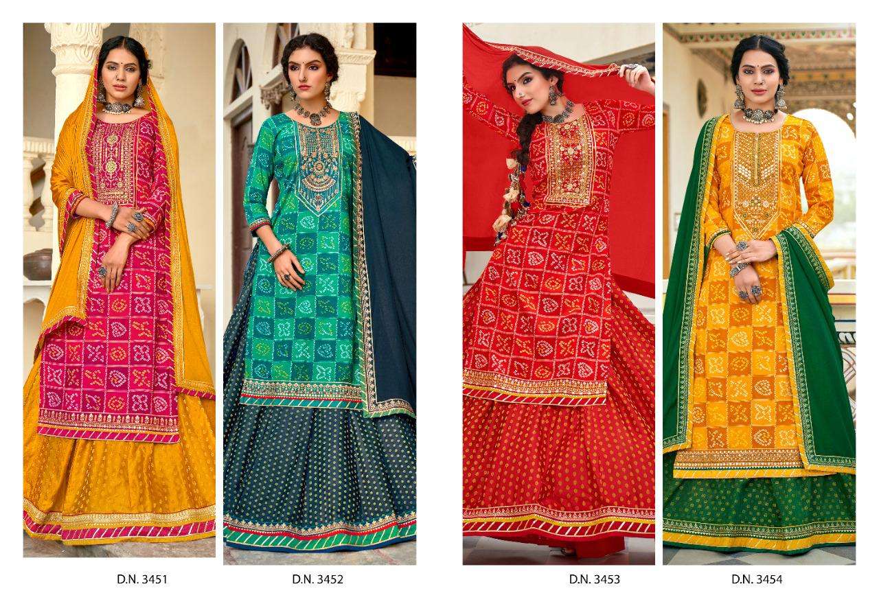 Rangoon Badhan catalog  Heavy Rayon Bandhej Ready Made   Top Bottom with Duptta catalog 