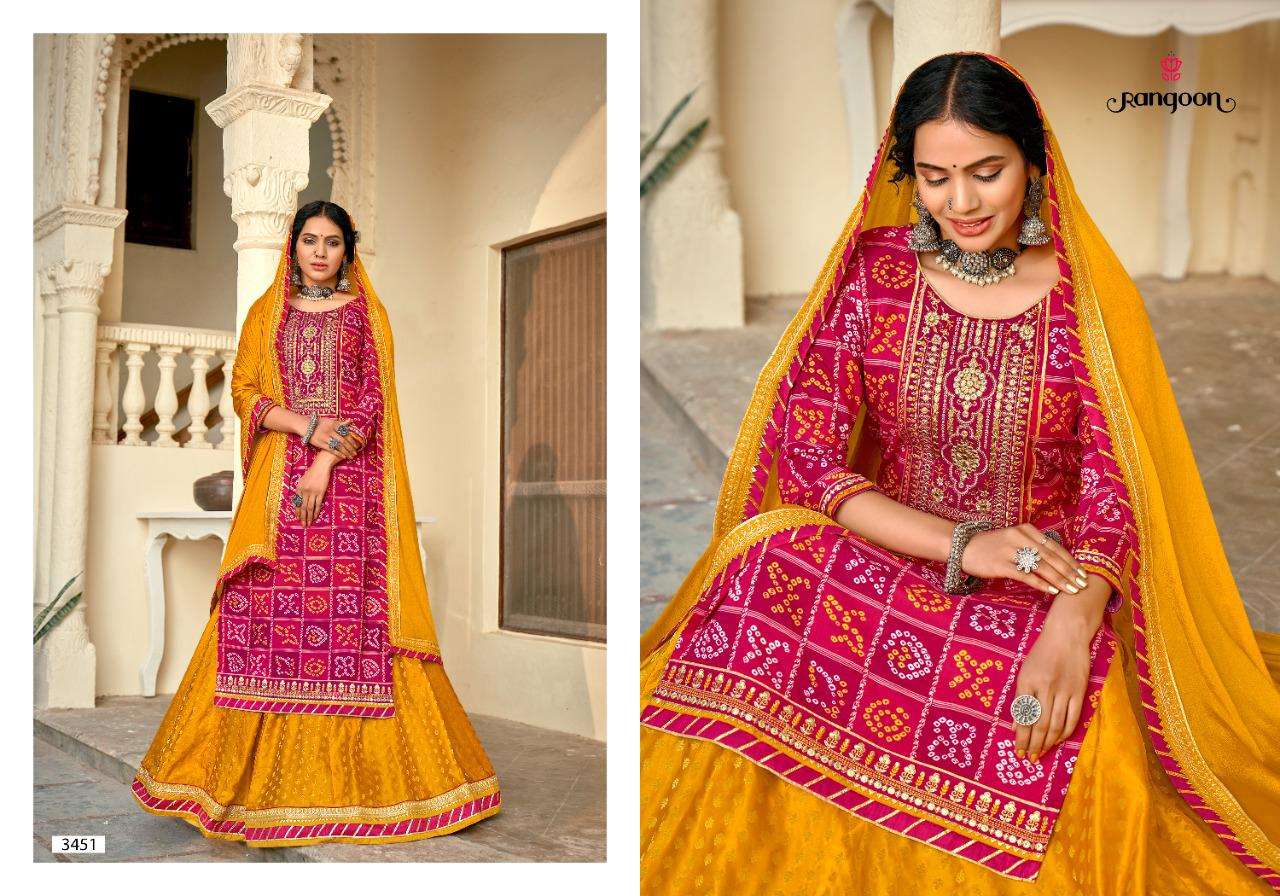 Rangoon Badhan catalog  Heavy Rayon Bandhej Ready Made   Top Bottom with Duptta catalog 