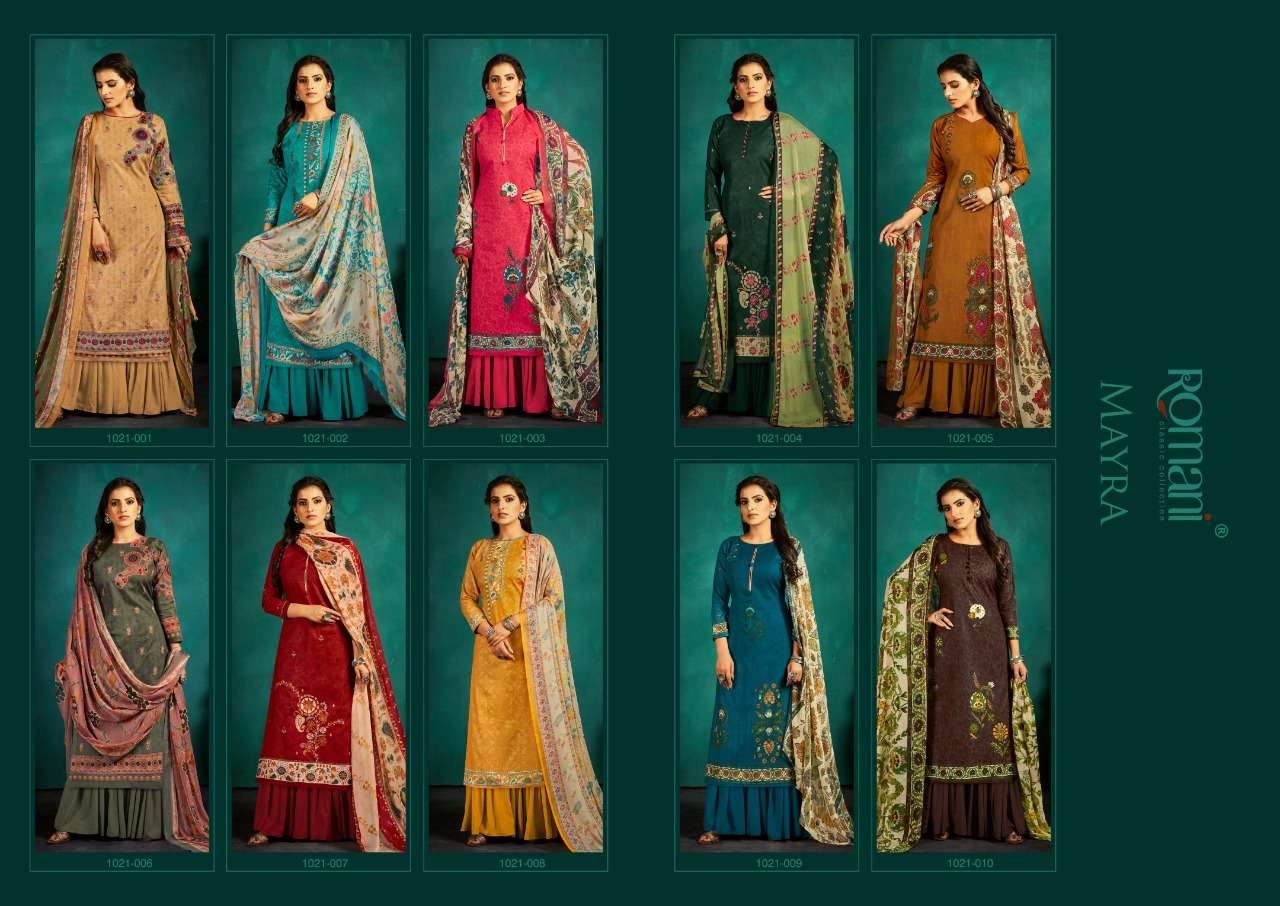 Romani Mayra Catalog Pure Cotton Festive Wear Women Dress Materials 