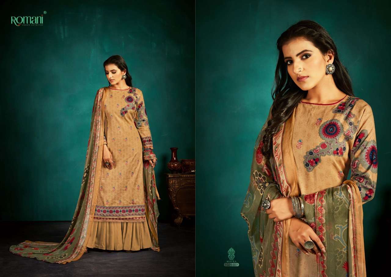 Romani Mayra Catalog Pure Cotton Festive Wear Women Dress Materials 