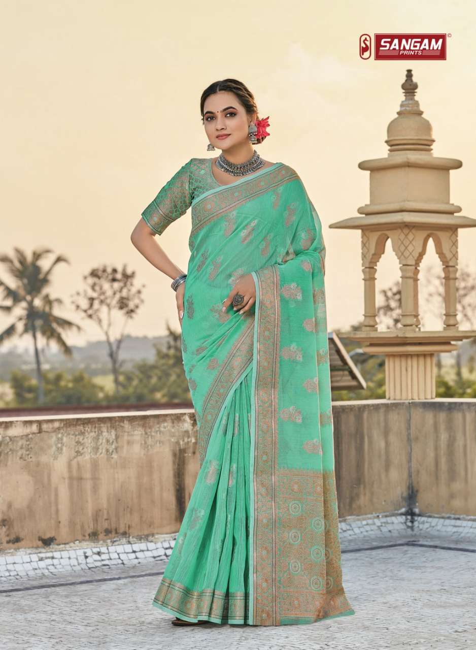 Sangam Gulabi Catalog Party Wear Designer Linen Sarees