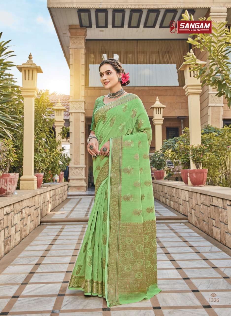 Sangam Gulabi Catalog Party Wear Designer Linen Sarees