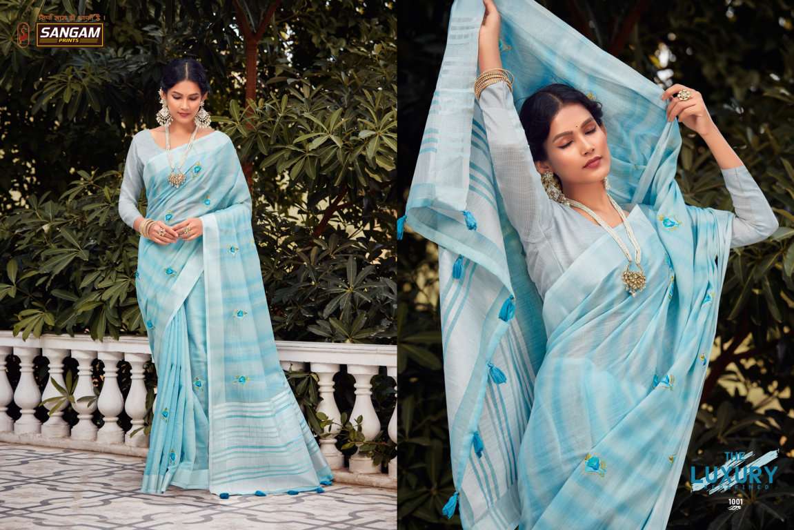 Sangam Kavya catalog  Designer Linen Saree catalog 
