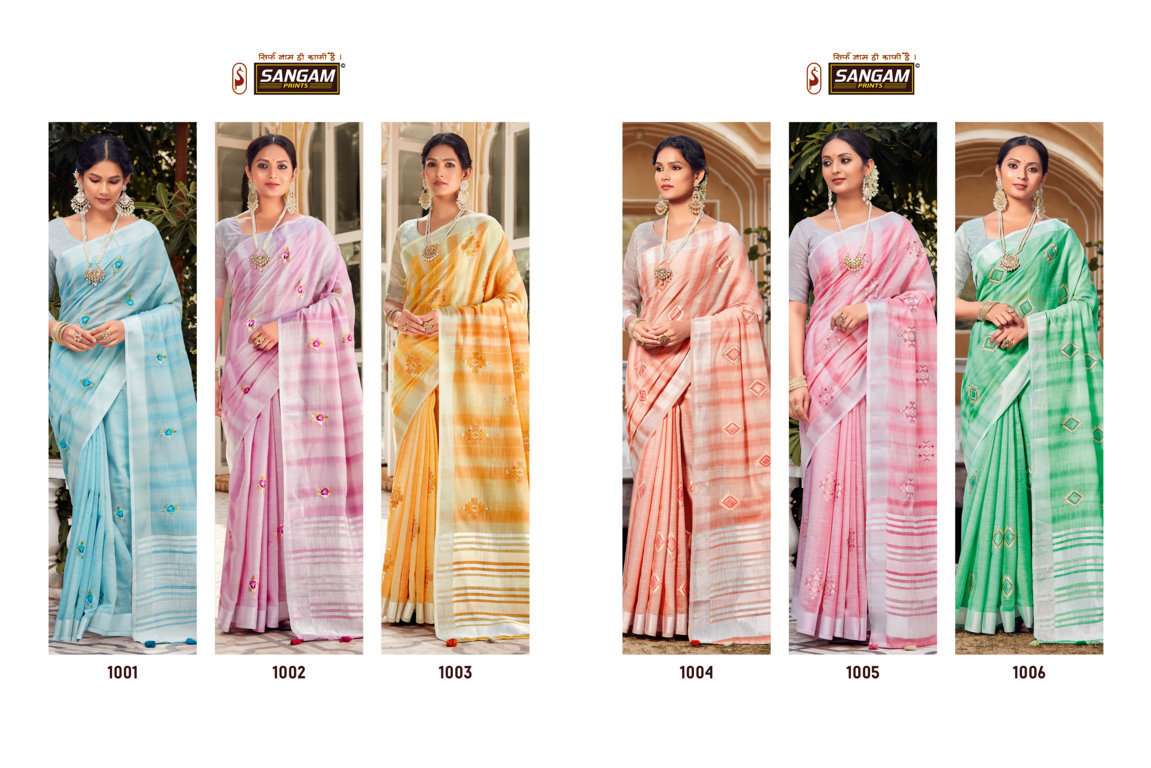 Sangam Kavya catalog  Designer Linen Saree catalog 