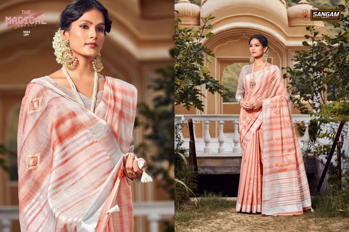 Sangam Kavya catalog  Designer Linen Saree catalog 