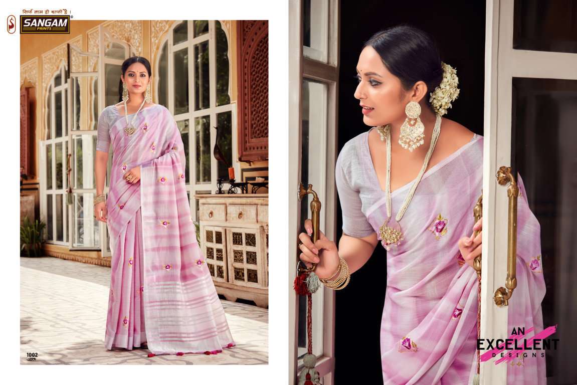 Sangam Kavya catalog  Designer Linen Saree catalog 
