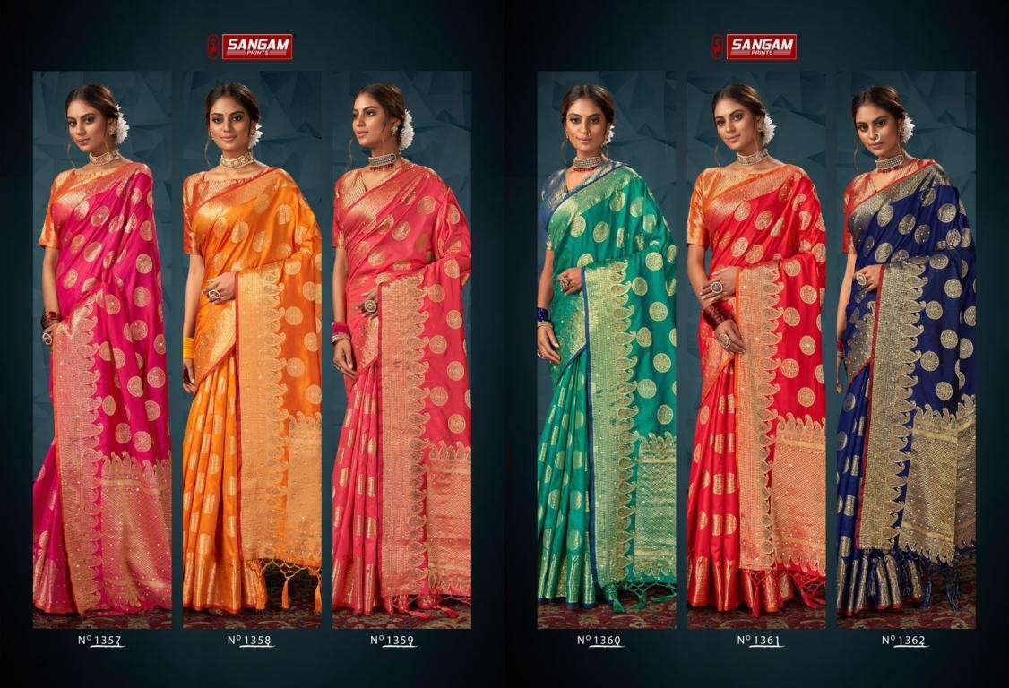 Sangam Madhuri Catalog Party Wear Banarasi Silk Sarees