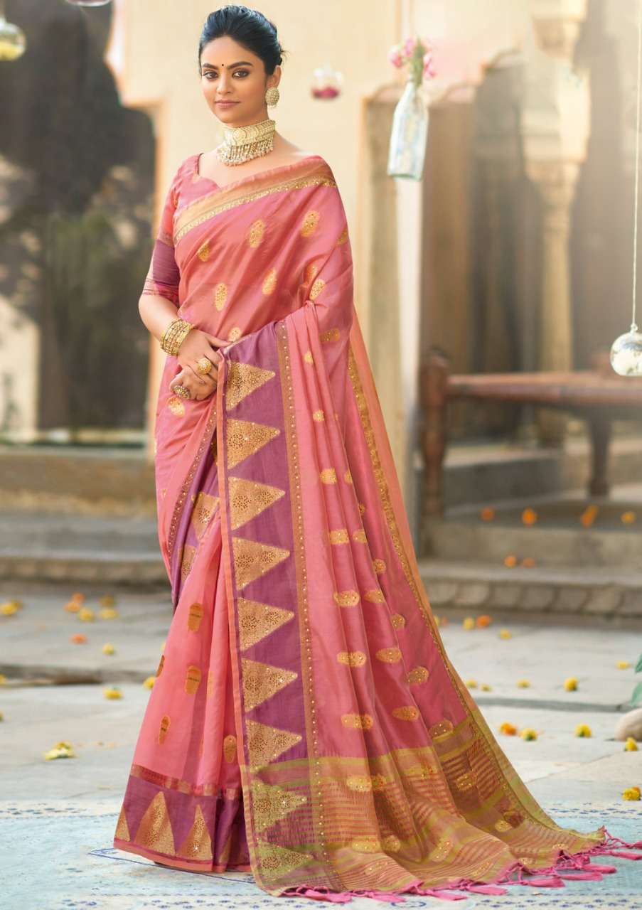 Sangam Silver Stone Catalog Fancy Organza Work Saree 