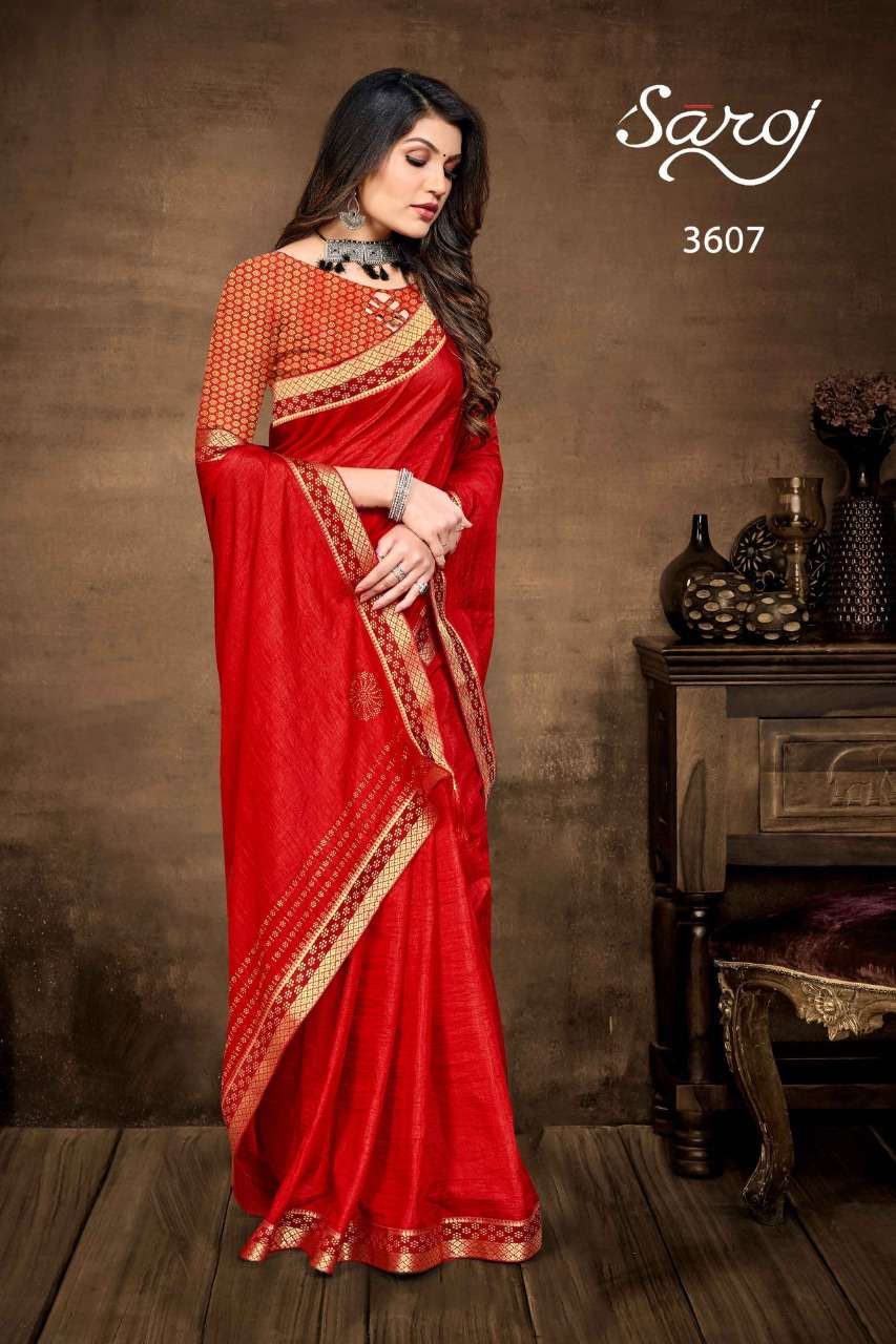 Saroj Kitkat Catalog Casual Wear Vichitra Silk Sarees 