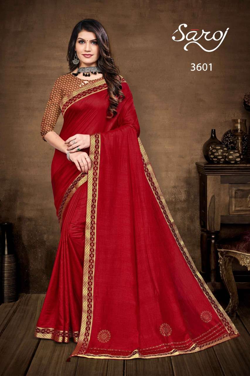 Saroj Kitkat Catalog Casual Wear Vichitra Silk Sarees 