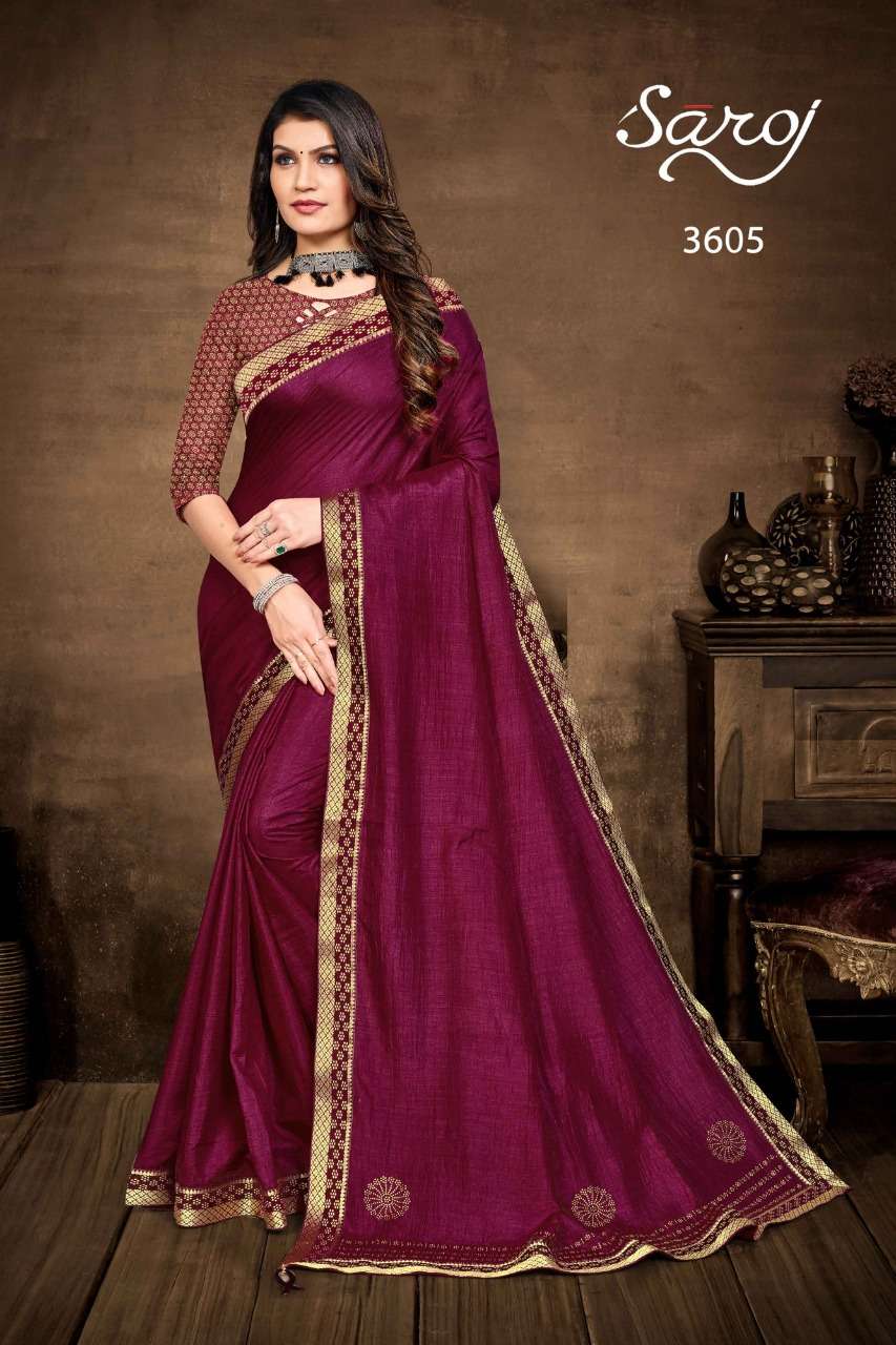 Saroj Kitkat Catalog Casual Wear Vichitra Silk Sarees 