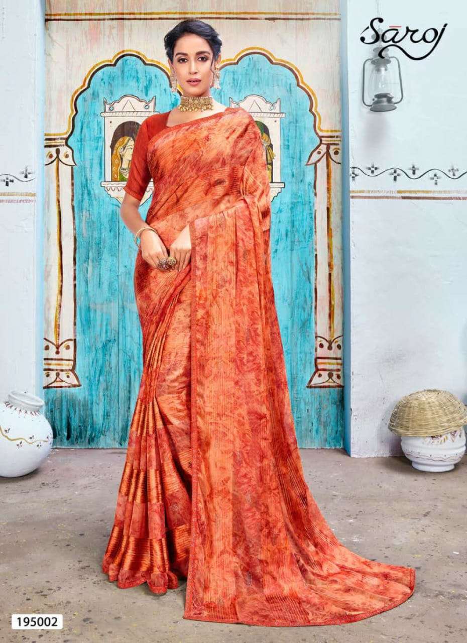 Saroj Nazrana Catalog Designer Georgette Sarees 