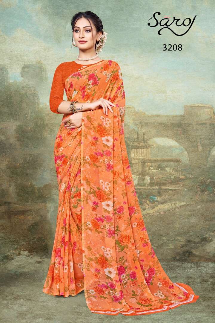 Saroj Spring Georgette Catalog Regular Wear Wear Georgette Sarees