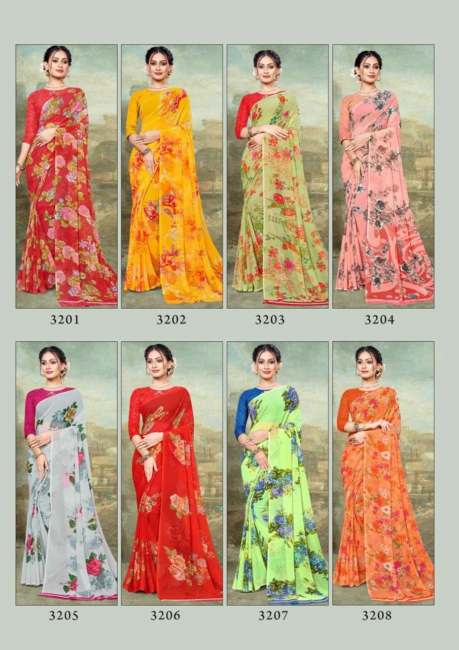 Saroj Spring Georgette Catalog Regular Wear Wear Georgette Sarees
