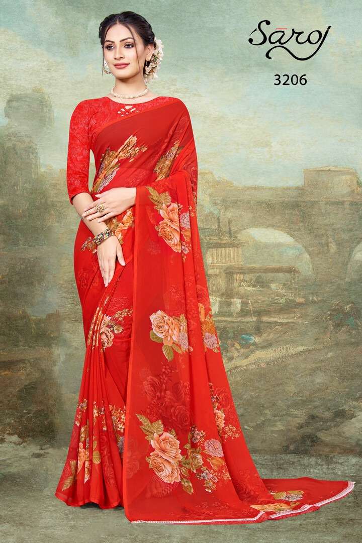 Saroj Spring Georgette Catalog Regular Wear Wear Georgette Sarees