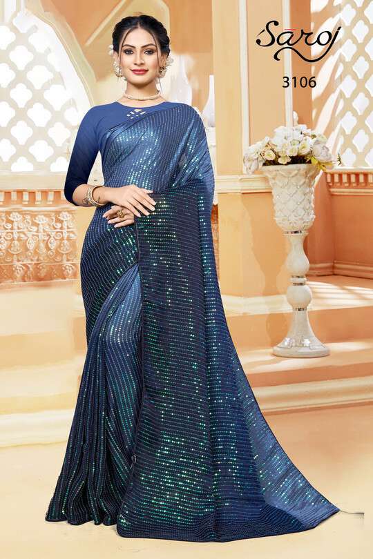 Saroj Valentine  catalog Fancy Sequence Rangoli Silk Saree