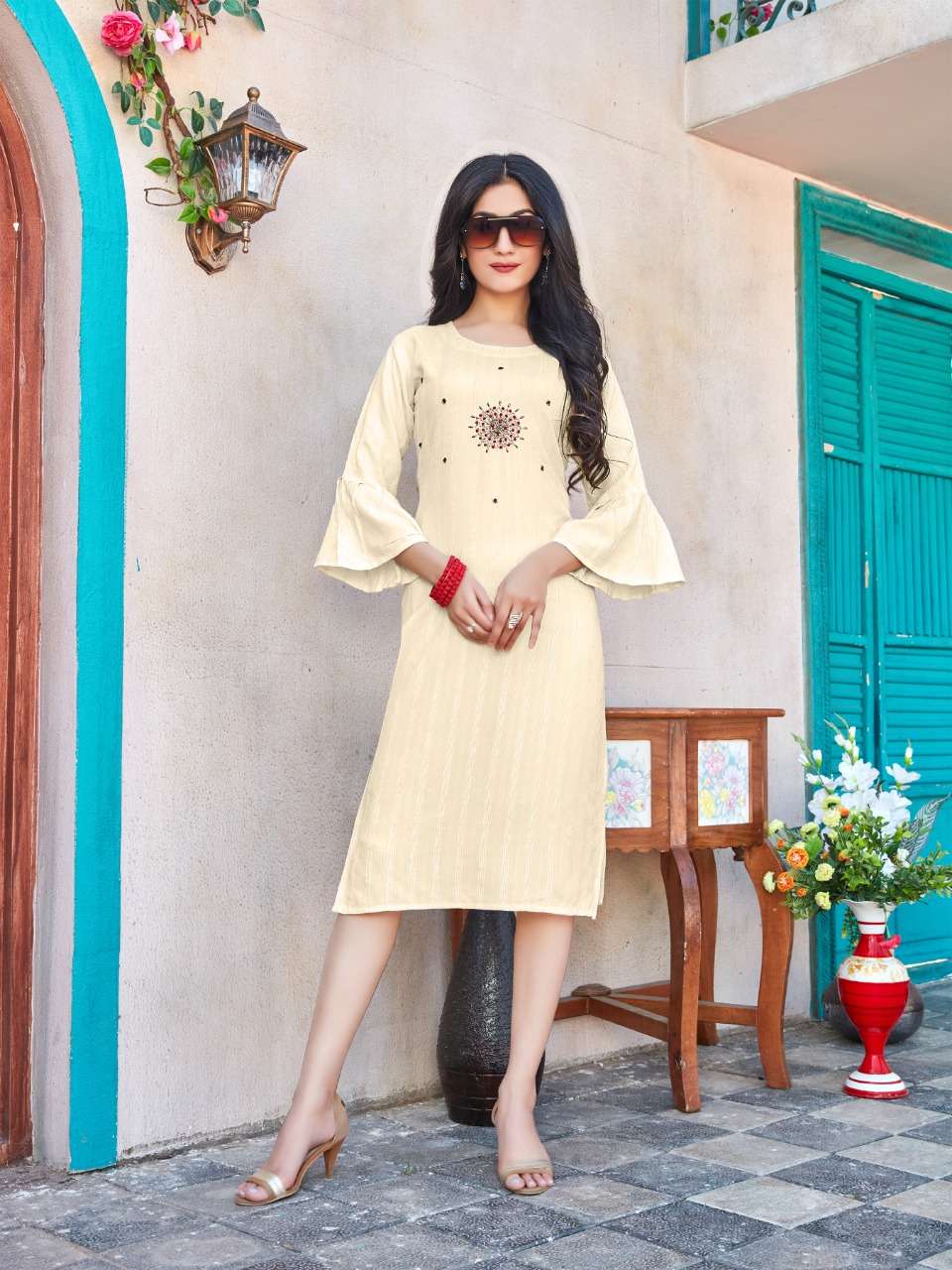 Smylee Axis Vol 4 Catalog Casual Embroidery Straight Cut Kurtis 