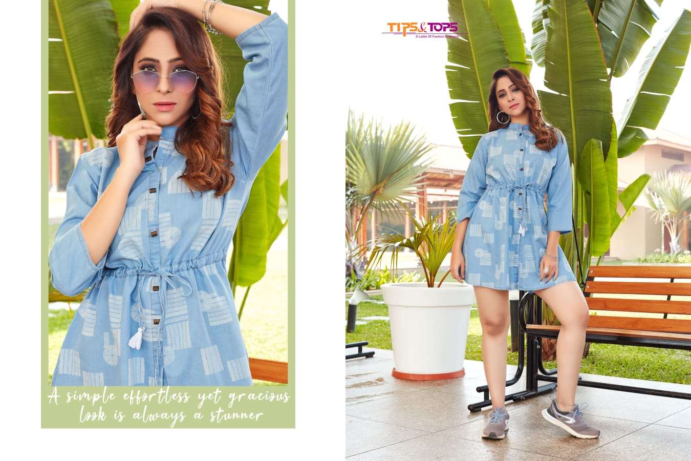 Tips & Tops Blue catalog  Fancy Denim Western short kurti 