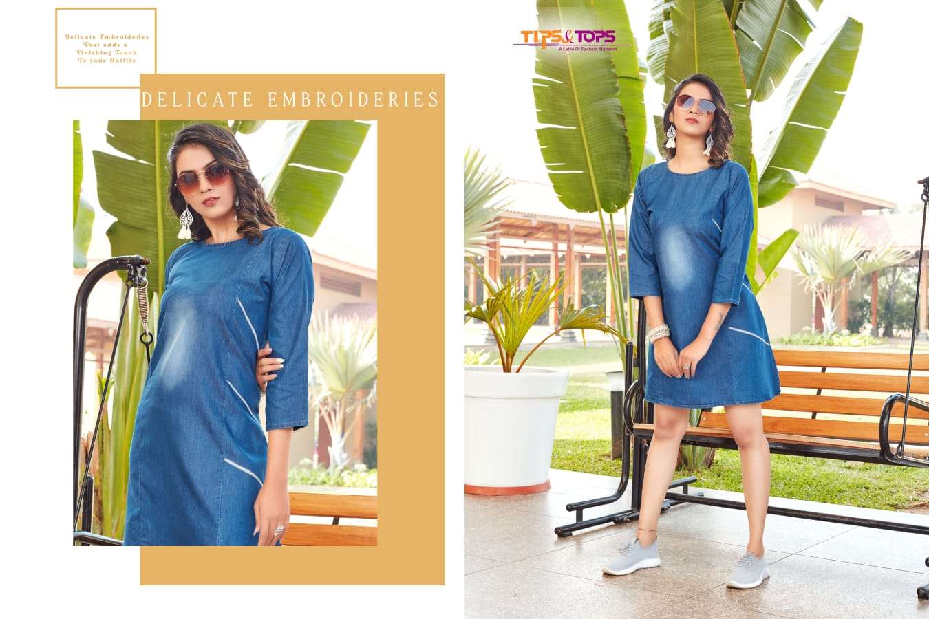 Tips & Tops Blue catalog  Fancy Denim Western short kurti 