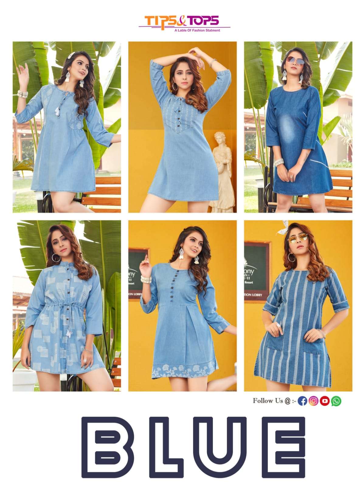 Tips & Tops Blue catalog  Fancy Denim Western short kurti 