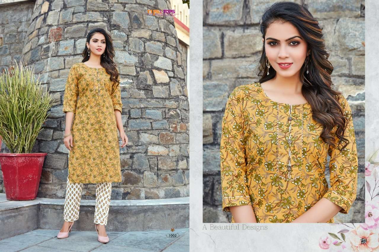 Tips & Tops Cotton Candy Catalog Regular Wear Cotton Printed Kurti With Bottom