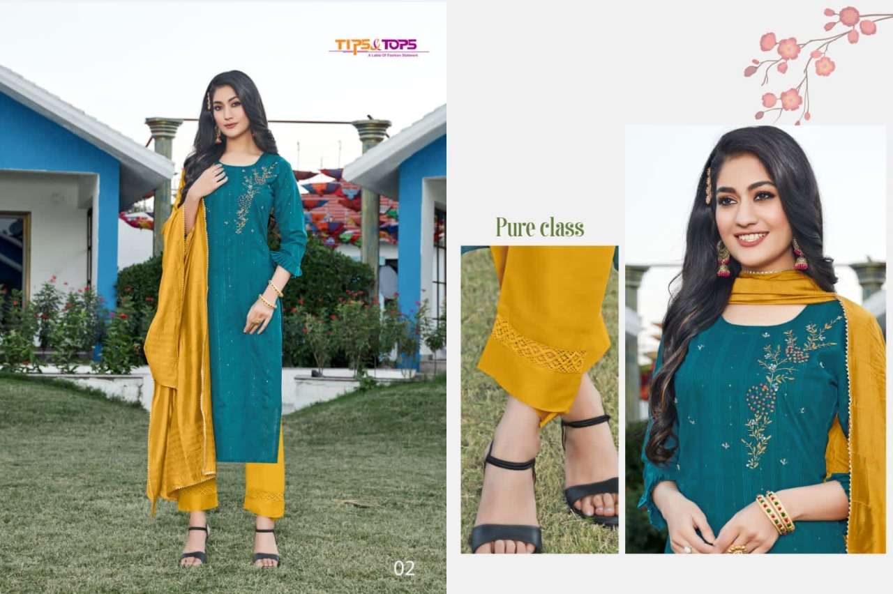 Tips & Tops Mahira Vol 4 Catalog Festive Wear Readymade Top Bottom With Dupatta 