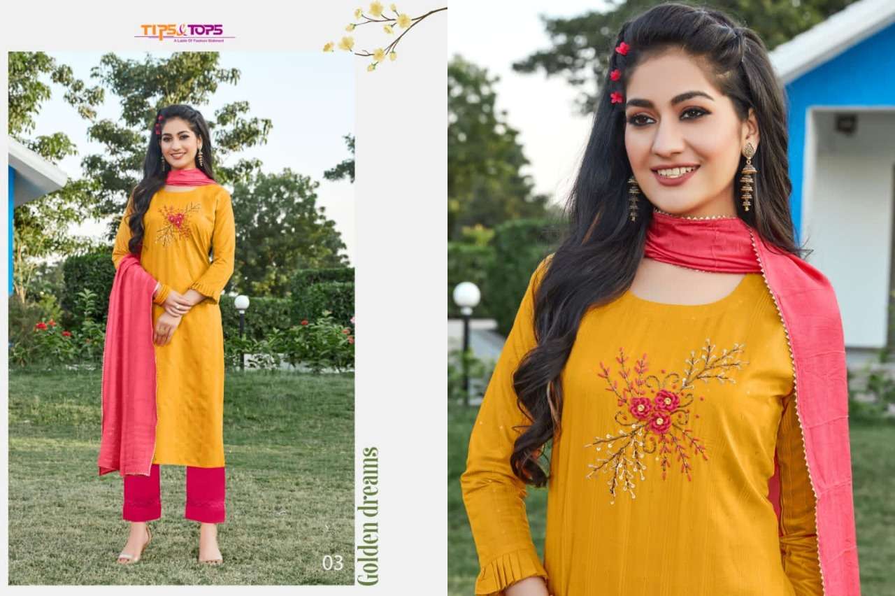 Tips & Tops Mahira Vol 4 Catalog Festive Wear Readymade Top Bottom With Dupatta 