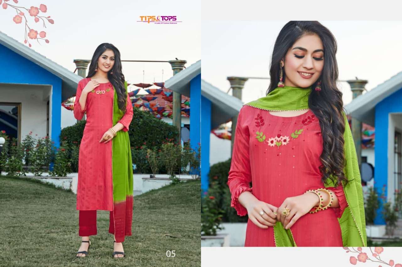Tips & Tops Mahira Vol 4 Catalog Festive Wear Readymade Top Bottom With Dupatta 