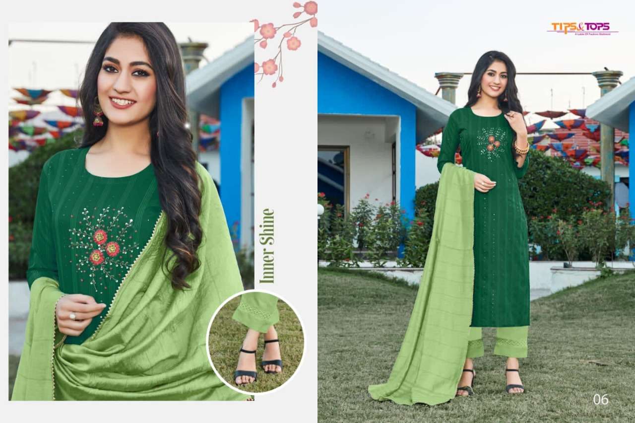 Tips & Tops Mahira Vol 4 Catalog Festive Wear Readymade Top Bottom With Dupatta 