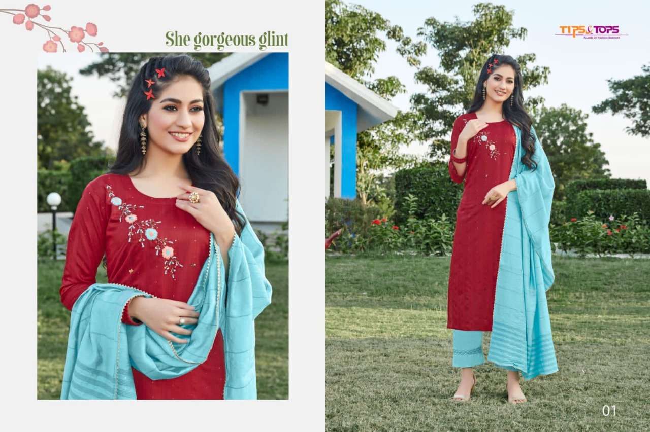 Tips & Tops Mahira Vol 4 Catalog Festive Wear Readymade Top Bottom With Dupatta 