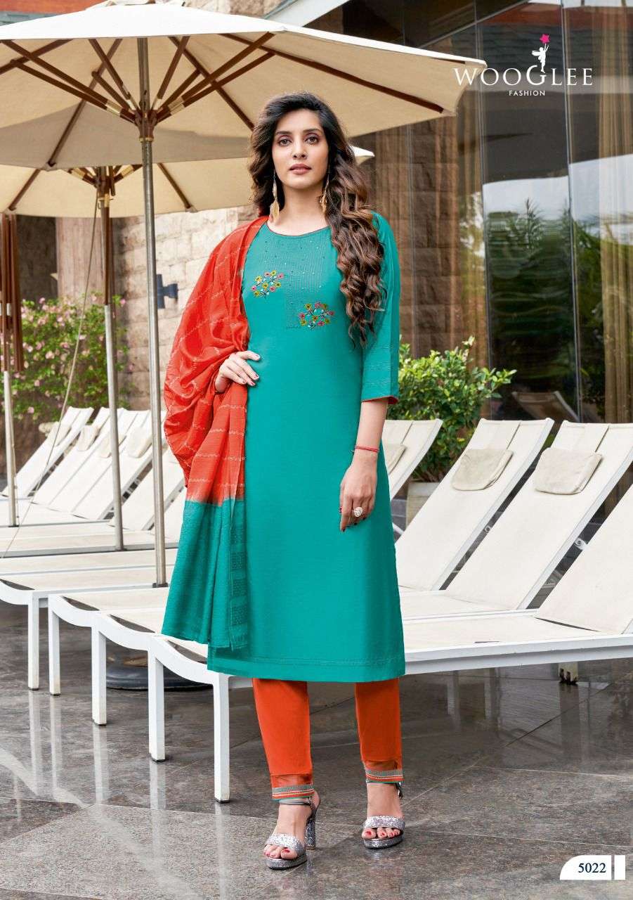 Wooglee Destiny Vol 4 Catalog Ethnic Wear Readymade Top Bottom With Dupatta