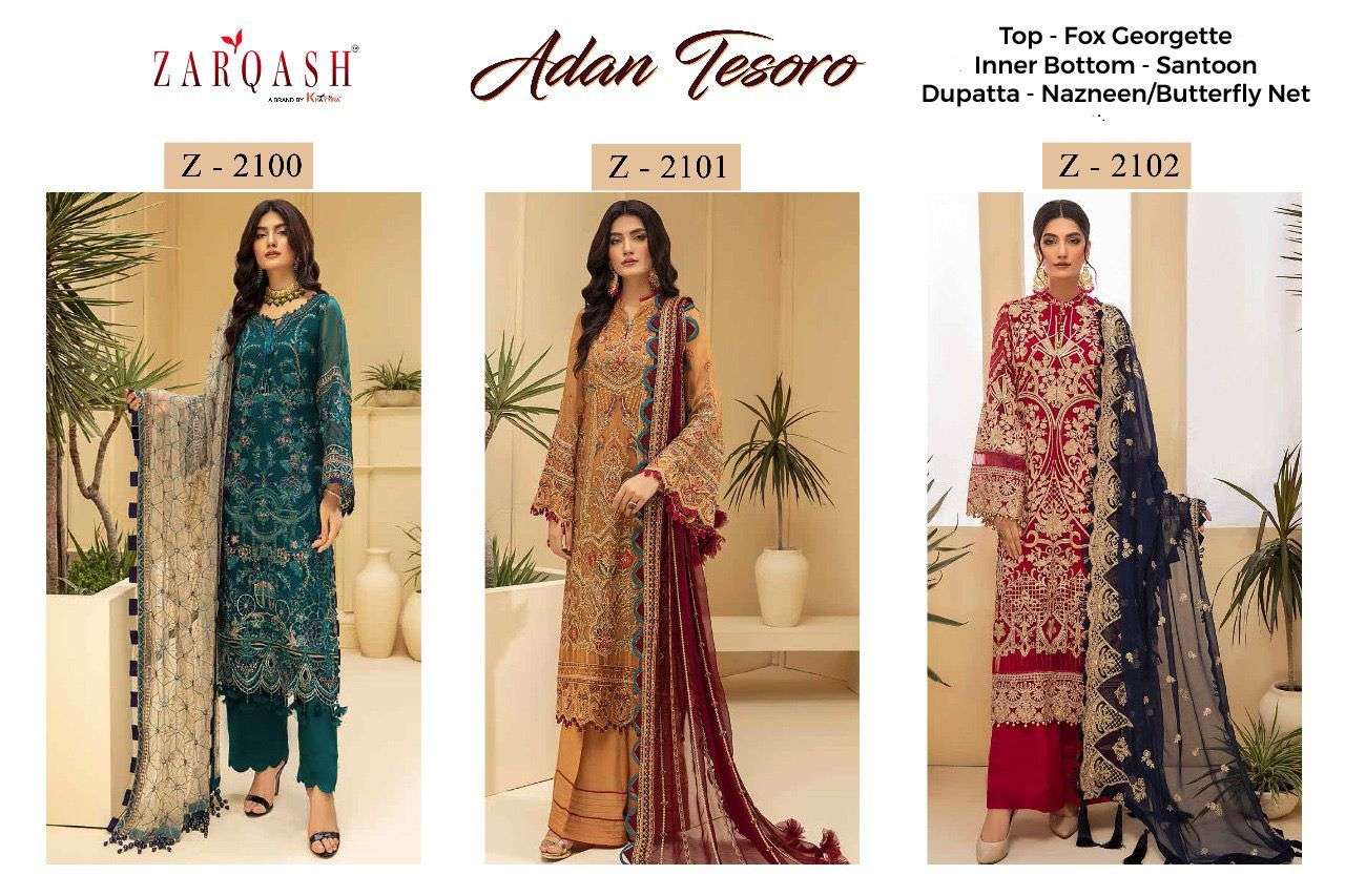 Zarqash Adan Tesoro Catalog Georgette Embroidery Pakistani Salwar Kameez