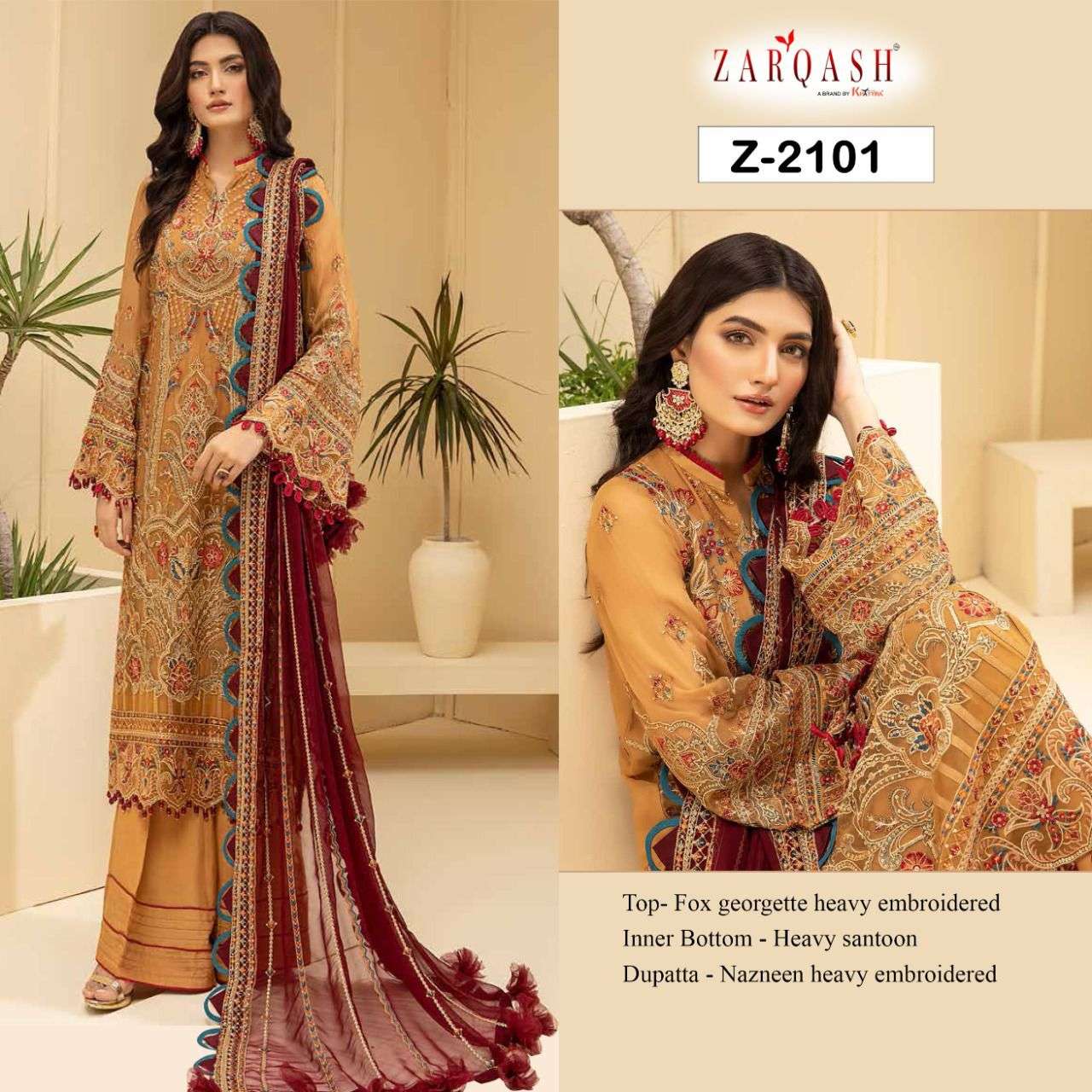 Zarqash Adan Tesoro Catalog Georgette Embroidery Pakistani Salwar Kameez