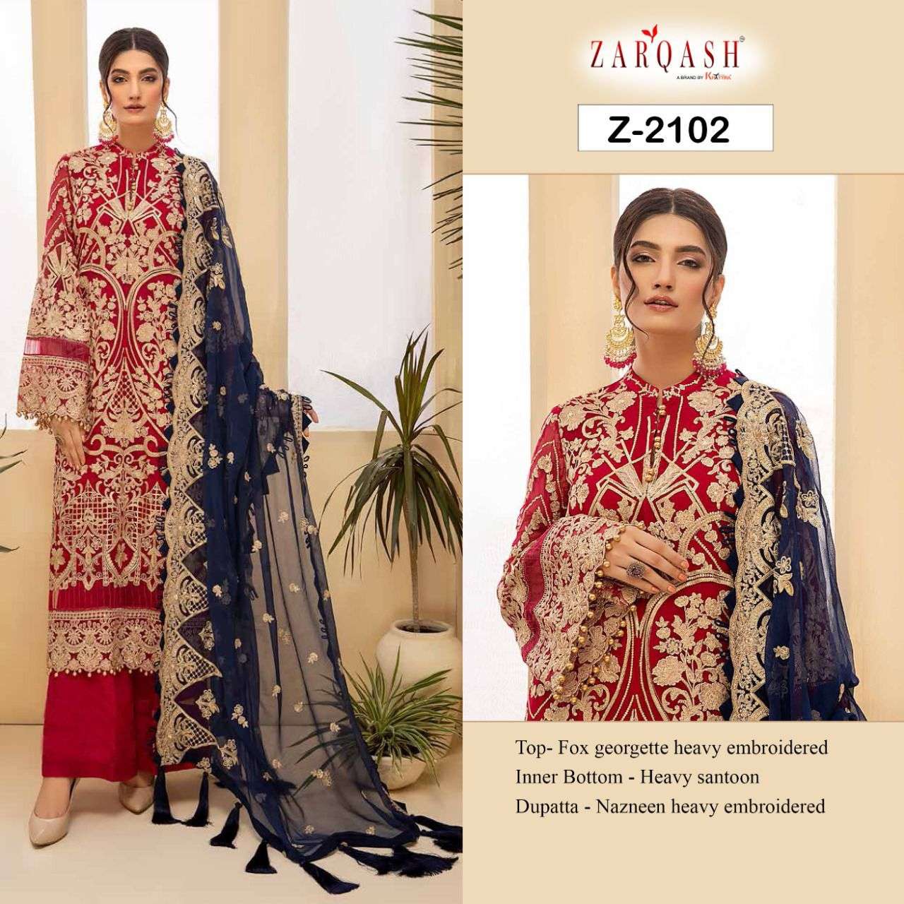 Zarqash Adan Tesoro Catalog Georgette Embroidery Pakistani Salwar Kameez